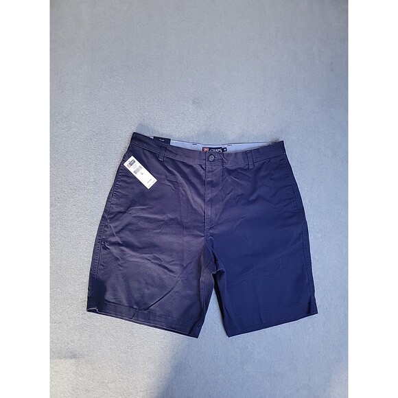 Chaps Bermuda Shorts Mens 36 Navy Blue 8"  High Rise Casual Dad Grandpa Flat NEW - Picture 1 of 12